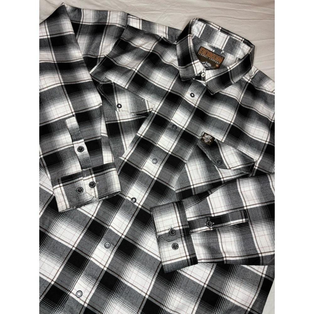 Dixxon x SanTan Spirits Distillery Black & White Plaid‎ Flannel Snap Shirt 2XL